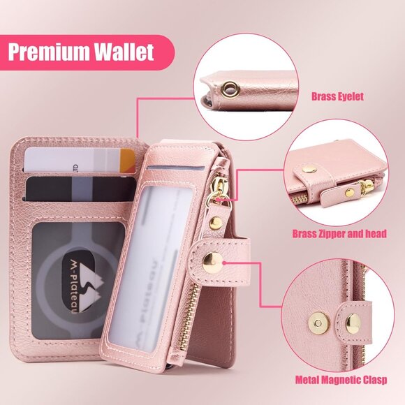 Card Holder, Womens Wallet PU Leather Keychain Wallet Wristlet With Zipper Coin - Picture 4 of 9